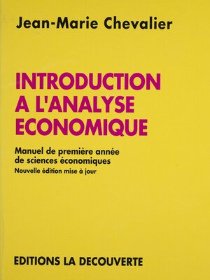 cover image of Introduction à l'analyse économique